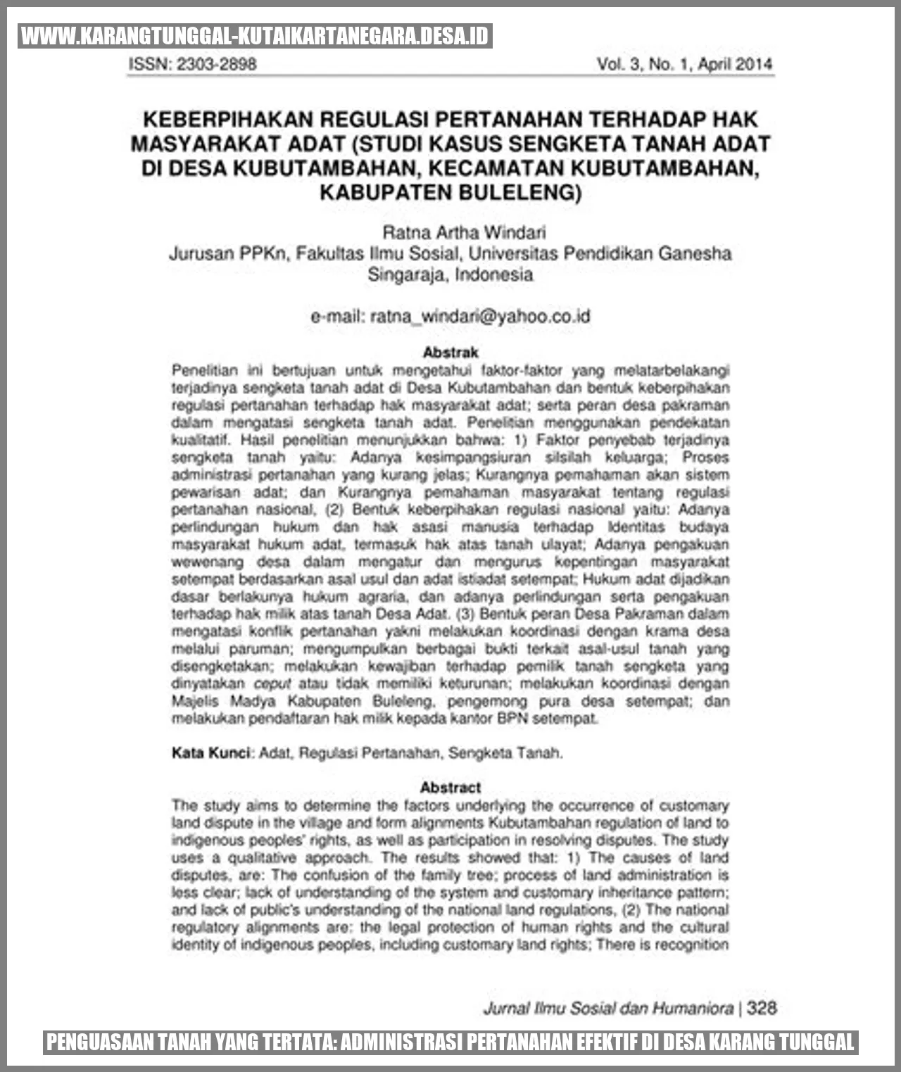 Penguasaan Tanah yang Tertata: Administrasi Pertanahan Efektif di Desa Karang Tunggal